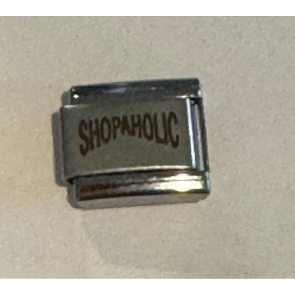 Shopaholic Italian Charm Link‎ European Bracelet Charm Silver Tone